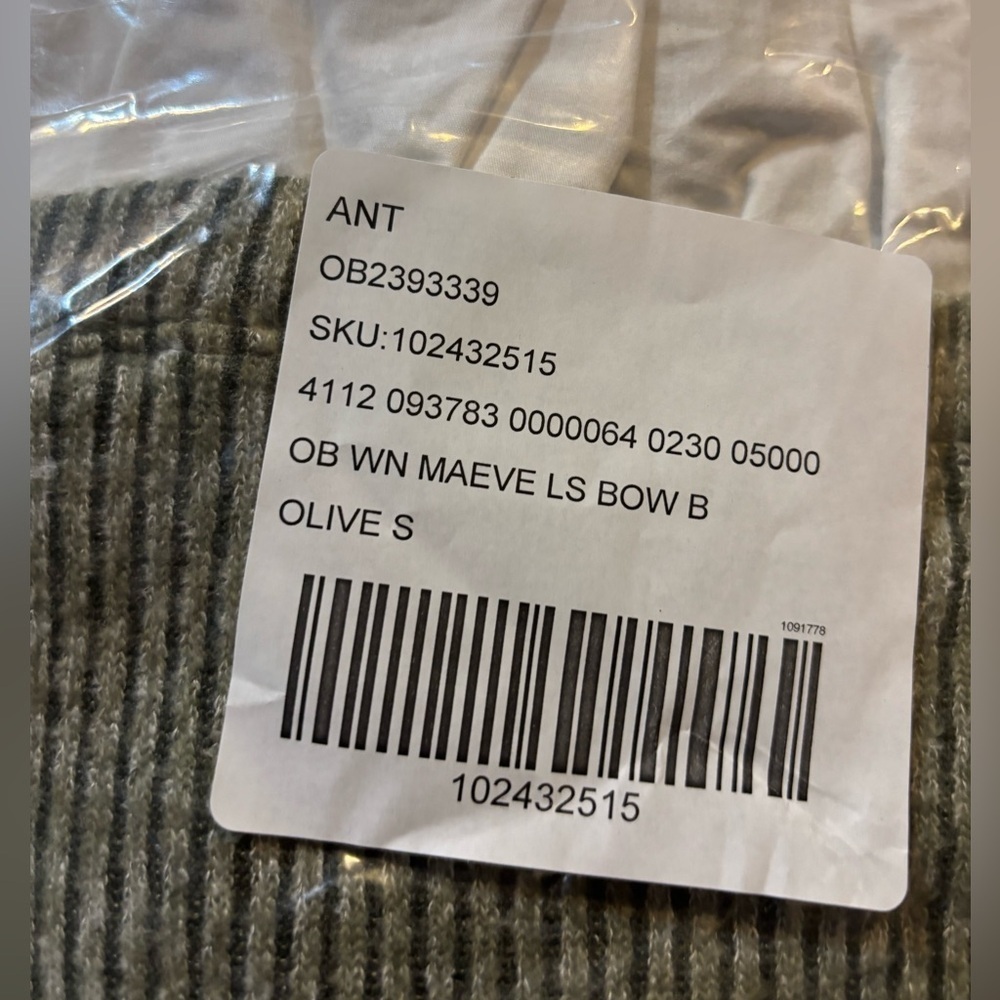 New Maeve Anthropologie Long-Sleeve Bow-Back Twofer Peplum Top Olive NWT - Picture 2 of 6